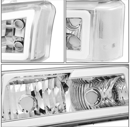 For 2003-2007 Silverado Avalanche LED DRL Headlight Bumper Signal Lamps Chrome