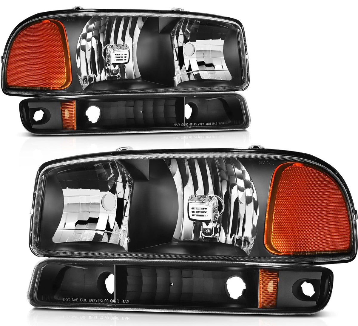 Fit For 1999-2007 GMC Sierra 1500 Yukon XL Headlights Assembly Black Housing L+R