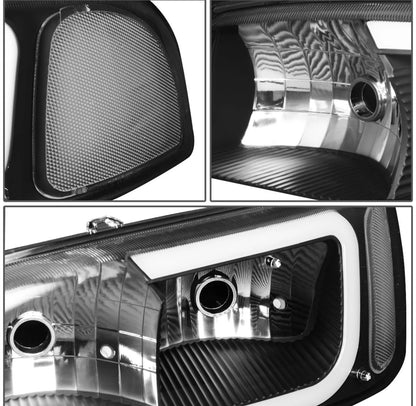 Fit 00-06 GMC Yukon XL Sierra Denali LED DRL Headlight+Bumper Lamps Black/Clear