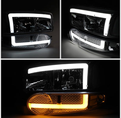 Fit 01-07 Sierra Yukon Denali Switchback LED DRL Bumper Headlights Chrome/Clear