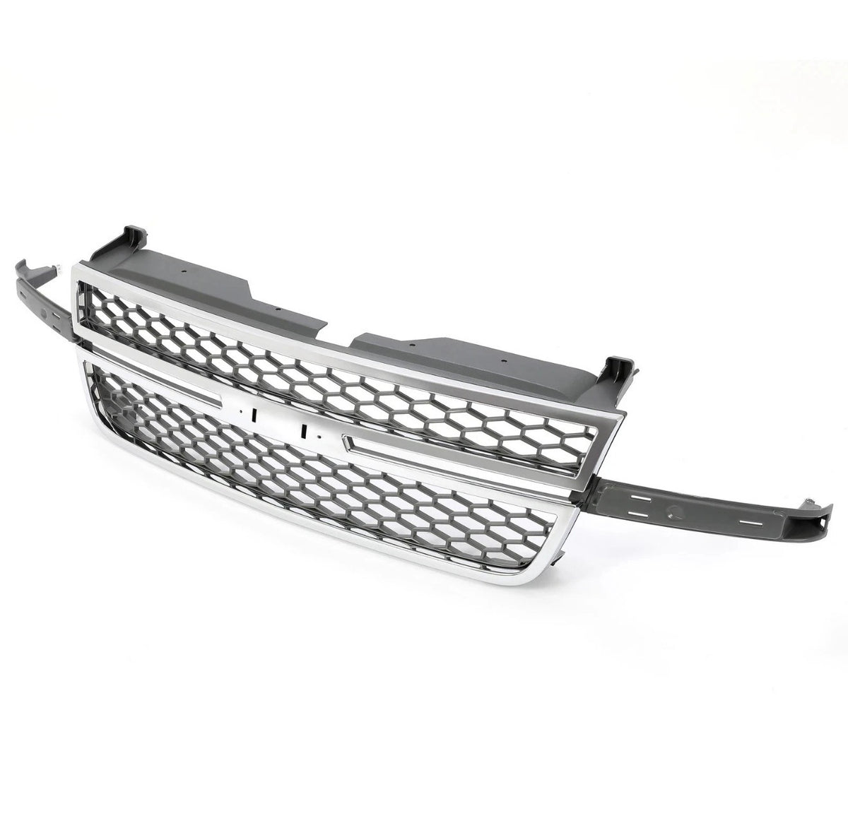 Chrome Gray Grille Honeycomb Style Fit For 2003-2007 Silverado 1500 2500 3500 HD