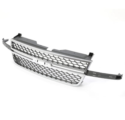 Chrome Gray Grille Honeycomb Style Fit For 2003-2007 Silverado 1500 2500 3500 HD