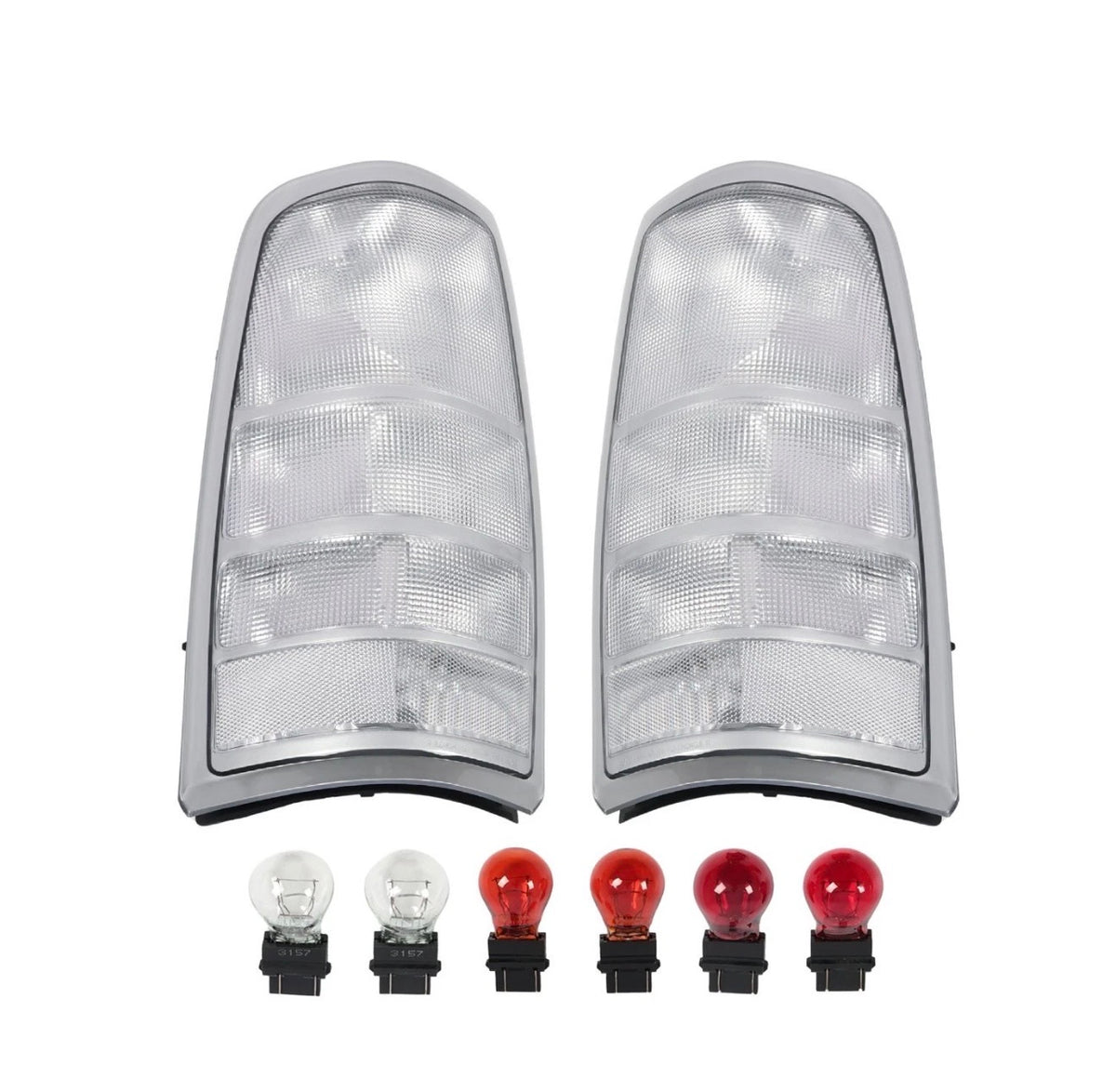 Clear Rear Tail Light Set W/Bulb LH RH For 1999-2007 Chevy Silverado GMC Sierra (Clarify silverado fitment 4 holes and 3 holes