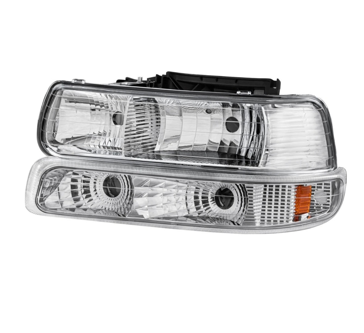Clear lens+Chrome housing+Amber corner Fit For 1999-2002 Chevy Silverado 2000-2006 Tahoe Suburban 1500