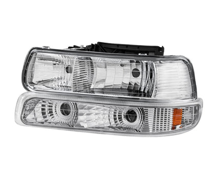 Clear lens+Chrome housing+Amber corner Fit For 1999-2002 Chevy Silverado 2000-2006 Tahoe Suburban 1500