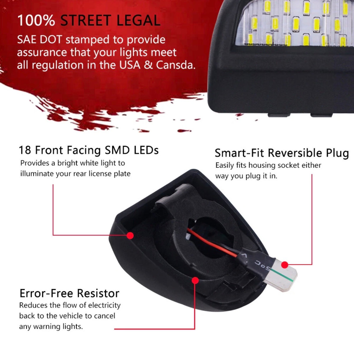 LED License Plate Light Assembly For Chevy Silverado GMC Sierra 1500/2500/3500