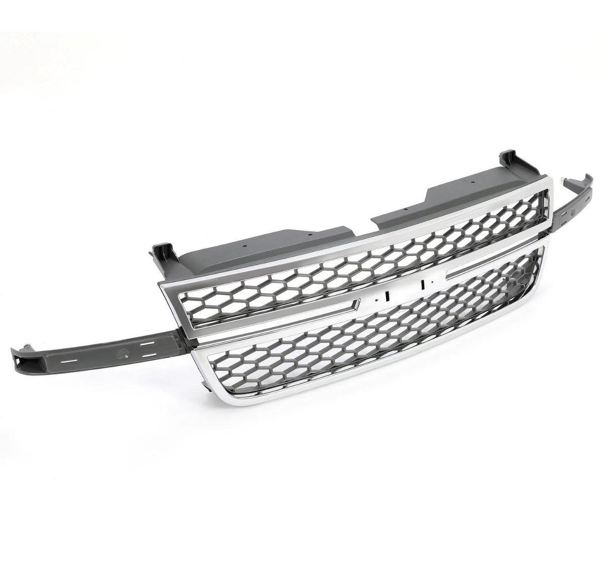 Chrome Gray Grille Honeycomb Style Fit For 2003-2007 Silverado 1500 2500 3500 HD
