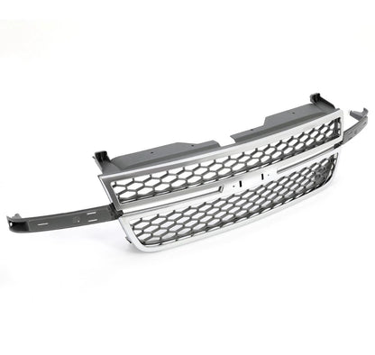 Chrome Gray Grille Honeycomb Style Fit For 2003-2007 Silverado 1500 2500 3500 HD