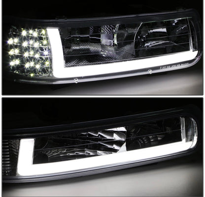 Fit 1999-2002 Chevy Silverado LED DRL Headlight Corner Bumper Signal Lamp Clear